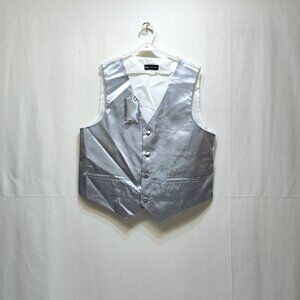 American Exchange Satin Formal Vest Matching Pocket Square Boy's Size 14 NWOT